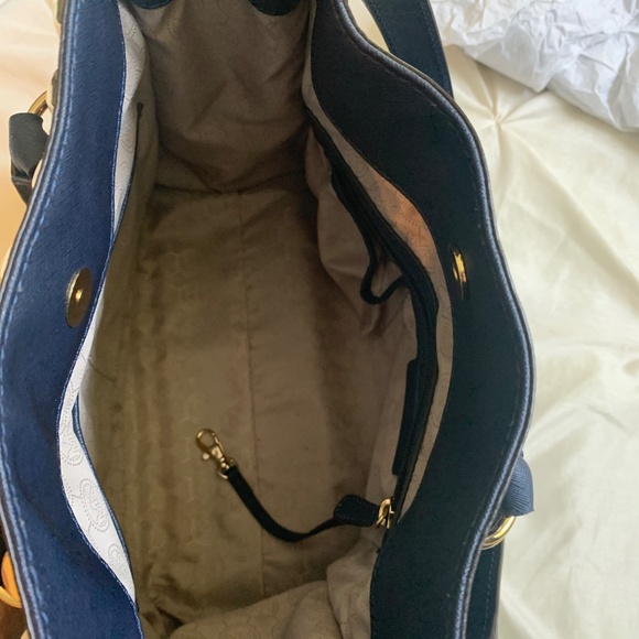 Michael Kors Navy Blue Hamilton Studded Leather Large Tote Handbag - Picture 9 of 12